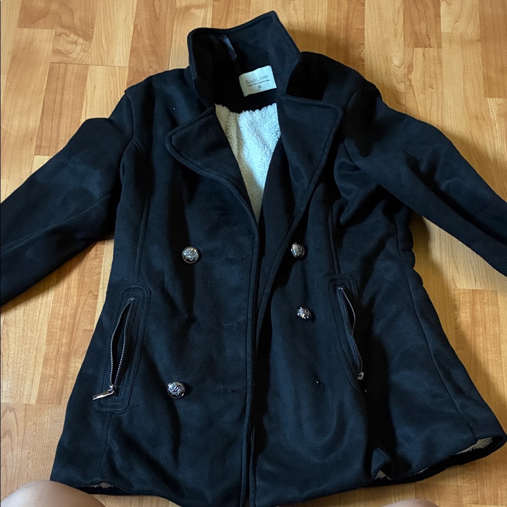 Black Double-Breasted Women's Coat